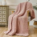 Esterra Chunky Knit Throw Blanket Newly Upgraded Heavy Tighter Version, Handmade Chenille Throw Super Soft, Thick Yarn Cable Knit Crochet Throw Blanket for Couch Bed Sofa, 50" x60, Coral Pink by CozyNest Decor