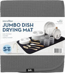 S&T INC. Dish Drying Mat Jumbo, 18” x 30”, Absorbent Microfiber Kitchen Counter Mat, Dish Drying Pad for Dishes, Utensils, Pots and Pans, Jumbo, Charcoal by CozyNest Decor
