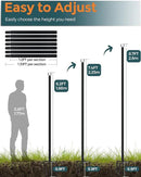 LAND·VOI Metal String Light Poles for Outside Hanging - Backyard, Garden, Patio, 1 Pack Lighting Stand with Adjustable Height for Outdoor Parties, Wedding, Extra-Long 5-Prong Claws, (9.6FT) FLP01B by GreenHaven Gardens