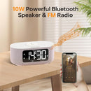 JALL Fabric Alarm Clock for Bedroom, with Big Led Screen Display, Bluetooth Stereo Sound Speaker, FM Radio, Fast Wireless Charging, USB Charging Port, Nightlight, White Noise, Ideal for Gift, Pink by TinyTreasures Baby Boutique