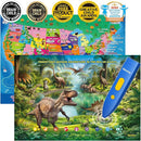 Bilingual Interactive for Kids Talking USA Map Dinosaur Poster for Kids Learning and Educational Toys,Talking Educational Dinosaur Toy for Ages 3 to 12 Years Old,Learning Chart for Preschool/Gift by TinyTreasures Baby Boutique