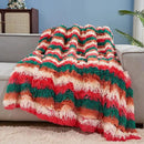 GONAAP Fuzzy Faux Fur Throw Blanket Stripe Red Brown Super Soft Cozy Plush Fuzzy Shaggy Blanket for Couch Sofa Bed (Stripe Red Brown, Throw(50"x60")) by CozyNest Decor