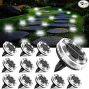 Solar Ground Lights Outdoor 12 Pack Waterproof Upgraded Flat Solar Garden Lights with 4 Side Light Stainless Steel Solar Powered Disc Light for Walkway Pathway Landscape Lawn Yard - Cool White by CozyNest Decor