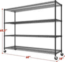 REIBII 60''W Storage Shelves 2399LBS Garage Shelving Heavy Duty with Wheels & Feet, 4 Tier Wire Shelving Adjustable Metal Shelving for Pantry Garage Kitchen Commercial Industrail, 60"W x 18"D x 65.5"H by CozyNest Decor