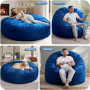 Hobestluk 6FT Bean Bag Chair Bean Bag Chairs for Adults Giant Bean Chairs with Velvet Cover, Memory Foam BeanBag Chair Fluffy BeanBag Chairs for Living Room, Bedroom- Blue (70" x 70" x 15") by CozyNest Decor