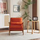 Karl home Accent Chair Wide Armrest Mid-Century Lounge Chair Linen Fabric Armchair with Lumbar Pillow & Solid Wood Frame for Living Room, Bedroom, Balcony, Burnt Orange by CozyNest Decor