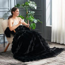 Cozy Bliss Faux Fur Throw Blanket for Couch, Fuzzy Soft Plush Thick Bubble Blanket for Sofa Bedroom Living Room, 50 * 60 Inches Black by CozyNest Decor