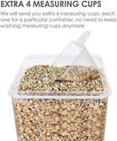 Vtopmart Food Storage Containers 4.3L / 145.4oz, 4 Pieces BPA Free Plastic Airtight Canister for Flour, Sugar, Baking Supplies, with 4 Measuring Cups and 24 Labels, Black by CozyNest Decor