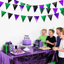 Black Purple Green Party Decorations Metallic Fabric Triangle Pennant Banner Flag Bunting for Boys Men Birthday Graduations Wedding Bachelorette Retirement Video Game Level Up Theme Party Supplies by GreenHaven Gardens