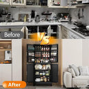 74.8" Tall Metal Food Cabinet, Black Kitchen Pantry Cabinet, Storage Cabinets with 4 Door and 4 Adjustable Shelves, Steel Freestanding Cupboard for Kitchen Dining Room Living Room Bathroom by CozyNest Decor