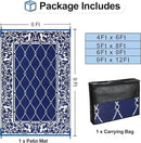 OutdoorLines Indoor Outdoor Rug for Patio 6x9 ft - Reversible Outside Carpet, Stain & UV Resistant Portable RV Mat, Plastic Straw Rug for Camping, Pool Deck, Porch Rhombus Navy & White by GreenHaven Gardens