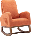Dolonm Rocking Chair Mid-Century Modern Nursery Rocking Armchair Upholstered Tall Back Accent Glider Rocker for Living Room (Orange) by TinyTreasures Baby Boutique