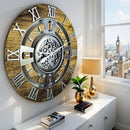 The Gears Clock Real Moving Gear Wall Clock England Line (Gold Antique, 36 inches (90 cm)) by CozyNest Decor
