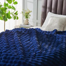 NEWCOSPLAY Faux Fur Throw Blanket Dark Navy Bubble Blanket Thick Warm Soft for Couch Sofa Bed 550GSM (Dark Navy, Throw(50"x60")) by CozyNest Decor