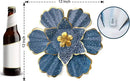 EASICUTI Blue Metal Flower Wall Decor Boho Metal Wall Art Decorations Hanging for Indoor Outdoor Home Bathroom Patio Fence Garden Bedroom Living Room Or Wall Sculptures 12 Inch by GreenHaven Gardens