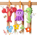 TUMAMA Baby Toys 0 3 6 12 Months, Hanging Stroller Toys Soft Marine Animal Crib Car Seat Toys, Crinkle Infant Rattles with Teether Squeaky Sensory Developmental Toy for Newborn by TinyTreasures Baby Boutique