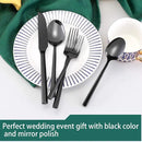 Hand Forged Stainless Steel Flatware Set Silverware Set Cutlery Set Hexagon Handle Black Mirror Finished 20 Pieces Service for 4 by CozyNest Decor