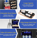 Wine and Beverage Refrigerator,24 Inch Dual Zone Wine Beverage Cooler, Built-in/Freestanding Beer and Wine Fridge with a Powerful Compressor, 20 Bottles and 88 Cans Capacity by CozyNest Decor