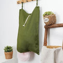 Linen Hanging Laundry Bag, Over The Door Laundry Hamper for Dirty Clothes, Drawstring Closure with Bottom Zipper, Army Green by CozyNest Decor