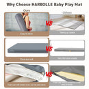 Baby Play Mat 47x47 Inches, Extra Thick 1.2" Foam Floor Mat for Tummy Time & Crawling, Waterproof Non-Slip Faux Leather Playpen Mat for Infants Toddlers, Indoor Outdoor Gym Activity, Blue by TinyTreasures Baby Boutique