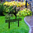 Custom Hummingbird Metal Garden Decor, Personalized Bird with Stakes Garden Sign, Flower Design Personalized Garden Sign, Custom Garden Name Sign, Home Gift, Large Outdoor Decor, Patio Decor by CozyNest Decor