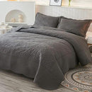 MarCielo 3-Piece 100% Cotton Oversized Bedspread Lightweight Quilt Coverlet Embroidery Farmhouse Bedding Set T0 (Dark Grey, Oversized Queen (100"x106")) by CozyNest Decor