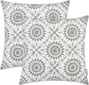 HWY 50 Gray Grey Decorative Throw Pillow Covers 18x18 Inch, Pack of 2 Embroidered Cotton Farmhouse Cushion Cover Pillow Case for Sofa Couch Living Room Bed Bedroon, Little Sunflower Design by CozyNest Decor