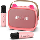 Mini Karaoke Machine Toys Gifts,Kids Portable MP3 Player with 2 Wireless Microphone and LED,Christmas Birthday Gifts for Girls Boys 3 4 5 6 7 8+ Year Old (Pink) by TinyTreasures Baby Boutique