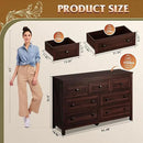 WLIVE Farmhouse Dresser for Bedroom, 51.18'' Wide 7 Drawer Wood Dresser, TV Stand for 65 inch TV, Wooden Chest of Drawers for Bedroom, Modern Clothes Organizer for Living Room, Hallway, Rustic Brown by CozyNest Decor
