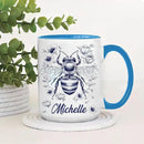 Hyturtle Personalized Floral Bee Mug - Bee Keeper Gifts For Women Lovers Teacher - Honey Gifts For Beekeeper Farmer On Birthday - Queen Honeycomb Decor - Custom Coffee Cup Ceramic Mug 11 Oz 15 Oz by CozyNest Decor