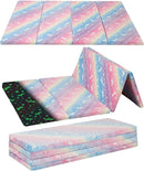 MeMoreCool Kids Floor Futon Mattress Large 6x4 FT, Thicken Foam Tatami Mattress for Children Play Area, Foldable Sleeping Pad Crawling Tatami Mat for Playroom, Rainbow Unicorn by TinyTreasures Baby Boutique