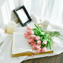 Mandy's Artificial Tulips 20 Stems Dusty Pink PU Faux Flowers for Wedding Home Decor 13.5 Inch by CozyNest Decor