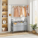 Tajsoon Laundry Sorter with Hanging Bar, 4 Section Rolling Laundry Hamper with Heavy Duty Lockable Wheels, Laundry Sorter Cart for Bathroom & Bedroom, Gray by CozyNest Decor