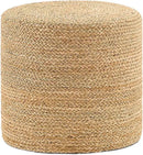 Handwoven Ottoman Pouf, Natural Seagrass Footstool, Round Braided Outdoor Seat with Sturdy Frame, Boho Accent Stool for Patio, Balcony, or Garden (Seagrass) by CozyNest Decor
