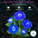 Solar Flower Lights Outdoor - Upgraded New Material Two Modes Realistic LED Solar Powered Waterproof Lights with 5 Roses, Solar Decorative Stake Lights for Garden (Blue, 1 Pack) by GreenHaven Gardens
