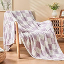 EMME Checkered Cotton Blanket Queen Size for Bed Soft Large Muslin Bed Blankets 80"x90" Lightweight Breathable Cooling All Season, Lavender by CozyNest Decor