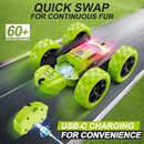 Remote Control Car for Kids Ages 6+, RC Cars Stunt Car Toy 4WD Double Sided 360° Rotating Remote Control with Headlights, Birthday Xmas Gifts for Boys 6 7 8 9 10 11 12 Green by TinyTreasures Baby Boutique