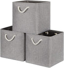 Bidtakay Grey Baskets Foldable Storage Cube Bins 13x13x13 Cube Storage Organizer Closet Set of 3 Fabric Storage Baskets for Home Office Large Baskets for Nursery Baby Toy Storage by TinyTreasures Baby Boutique