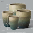 Emissary Bullet 9.5 in. Bayside Green Ceramic Round Planter (9.5 in. L x 9.5 in. W x 12 in. H) with Drainage Hole by CozyNest Decor