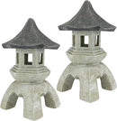 Design Toscano Asian Decor Pagoda Lantern Indoor/Outdoor Statue, Set of 2 Large, Cast Stone Resin, Two Tone Stone Finish by GreenHaven Gardens