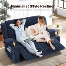 Loveseat Recliner Sofa Set with 2+1 Pieces, 2 Seater Minimalist Style Fabric Manual Pull Tab Reclining Loveseat with USB Charge Ports, Cup Holders, Recliner Couches for Living Room, RV, Blue by CozyNest Decor