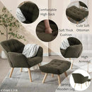 Green Sherpa Accent Chair with Ottoman ，Modern Reading Chair with Ottoman Set, Comfy Fuzzy Armchair Living Room Chair Lounge Chair with Wood Legs for Small Spaces Bedroom Apartment by CozyNest Decor
