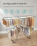 SONGMICS Clothes Drying Rack, Foldable 2-Level Laundry Drying Rack, Free-Standing Laundry Airer, with Height-Adjustable Wings, 33 Drying Rails, Sock Clips, Gray ULLR053G02V1 by CozyNest Decor
