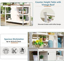 Merax 66" Large Outdoor Farmhouse Wooden Potting Bench Table, Garden Workstation with 2 Drawers, Cabinet, and Open Shelves for Backyard, Mudroom, White by GreenHaven Gardens