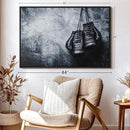 ElephantStock Boxing Gloves Wall Art - Horizontal Framed Canvas - 1-Piece Living Room Wall Decor - Photography Sports Canvas Print - Black and Gray Decor for Wall - 43" X 29" by CozyNest Decor