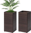 LEWIS&WAYNE Set of 2 Tall Planters for Outdoor Plants Handmade 24'' Wicker Tall Square Planter Box with Removable Liners Modern Planter for Indoor Outdoor Garden Patio Front Porch - Brown by GreenHaven Gardens