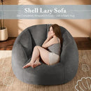 Giant Bean Bag Chair for Adults - Comfy Plush Round Shell Soft Accent Chair, Oversized Cozy Lounge Floor Sofa Reading Chair, Mini Couch for Living Room, Bedroom & Game Rooms, Gray by CozyNest Decor