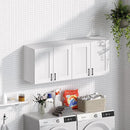 White Laundry Room Cabinets and Storage with 3 Doors and Utility Adjustable Shelf，Gabinetes Para Cocina Cupboard Kitchen Organizers and Storage Pantry Wall Mounted 12.4"D x 35.4"W x 19.7"H by CozyNest Decor