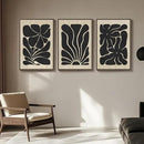 Framed Textured Wood 3D Wall Art for Living Room, Large Boho Floral Black and Beige Artwork for Walls, 3 Piece Abstract Bohemian Flower Wood 3D Art for Office Bedroom Hallway Wall decor, 24x36 Inch by CozyNest Decor