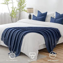 MIULEE Navy Blue Knitted Throw Blanket for Couch Textured Knit Blanket with Tassels Cozy Woven Boho Bed Blanket for Sofa Bed Chair Acrylic Wave Pattern 50"x60" by CozyNest Decor